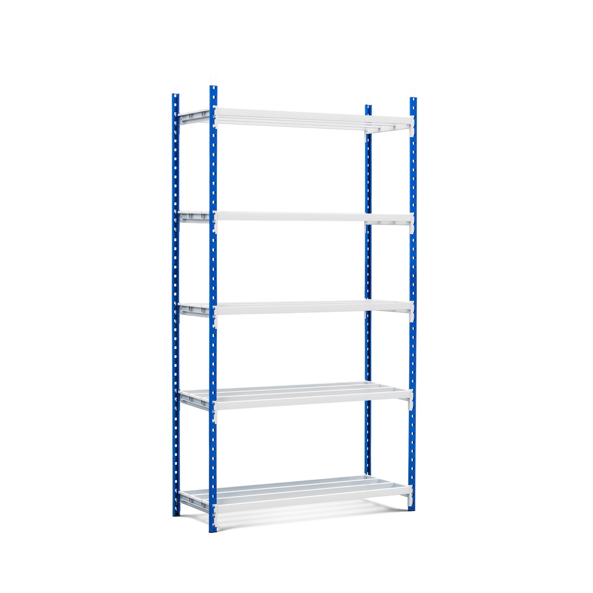 PROREGAL Fachbodenregal MAXIMUS Pro | Grundregal | HxBxT 300x150x60cm | 5 Ebenen | offener Fachboden | Fachlast 236kg | Lichtblau/Lichtgrau