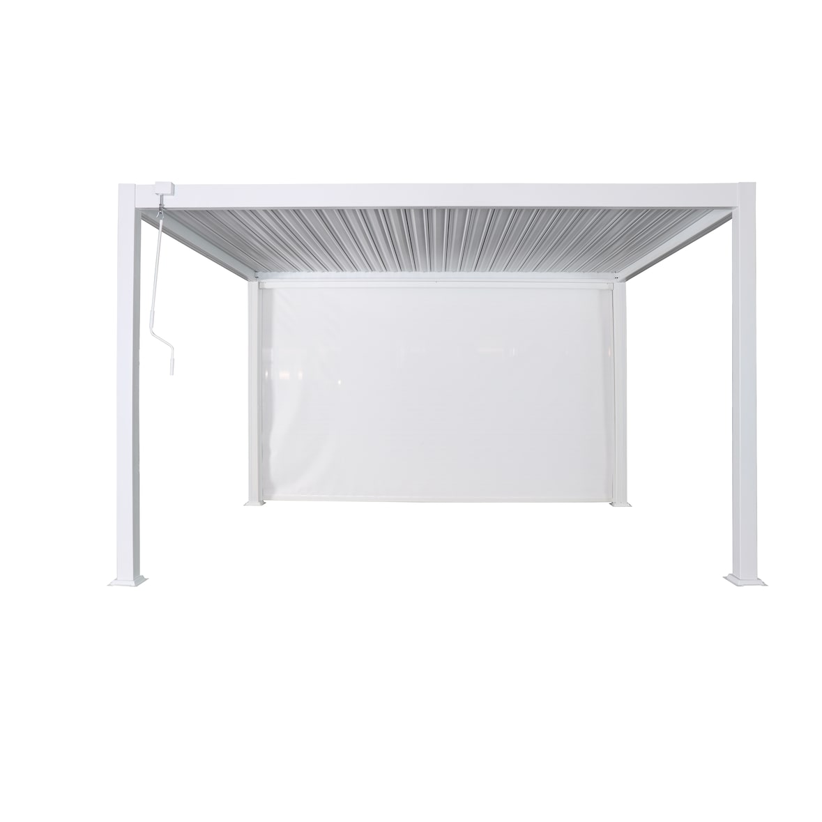 CRO Tenda laterale con binario per pergola bioclimatica in poliestere (30%) e PVC (70%) - per lato lunghezza 3,90 mt - colore bianco
