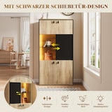 thumbnail of Merax Mehrzweckschrank mit LED, Highboard in Holzoptik, Doppel- & Schiebetüren, offenes Regal und Fächer, 78 x 36 x 150 cm, Natur