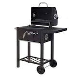 thumbnail of WellHome - Zwarte houtskoolbarbecue met dubbele grill en bijzettafel van 96 cm