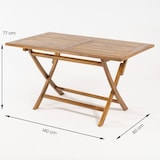 thumbnail of Mesa retangular de teca dobrável para jardim 140 cm. Tamanho: 140x80x77 cm