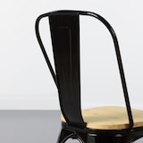 thumbnail of Silla Industrial Strong Negra con Asiento de Madera 45x50x84.5cm Thinia Home