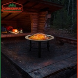 thumbnail of GARDEBRUK® Feuerschale mit Funkenschutz Schürhaken Abdeckung Rost Mosaik Rund 76cm Stahl Feuerstelle Feuerkorb Grill