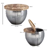 thumbnail of Couchtisch Mango Massivholz / Metall 60x43x60 cm Industrial Style Rund, Design Wohnzimmertisch mit Stauraum, Moderner Loungetisch Sofatisch