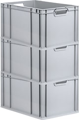 thumbnail of PROREGAL 3x Eurobox NextGen Grip mit Scharnierdeckel & roten Verschlüssen | HxBxT 32x40x60cm | 65 Liter | Griffe offen | Verstärkter Boden