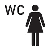 thumbnail of WC-Schild, WC + Piktogramm Damen - 300x300 mm Folie selbstklebend