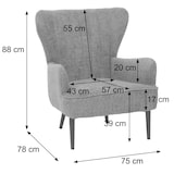 thumbnail of Lounge-Sessel HWC-K37, Cocktail-/Ohrensessel Polsterstuhl Retro Vintage Stoff Chenille (500g/m²) Öko-Tex ~ gelb