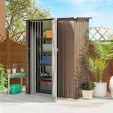 thumbnail of Outsunny caseta de jardín 1,07 m² 142x86x189 cm cobertizo exterior metálico con puerta y orificios de drenaje para almacenamiento de herramientas