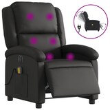 thumbnail of Décoshop26 - Fauteuil de relaxation TV fonction massage inclinable électrique en cuir véritable noir DEC027207