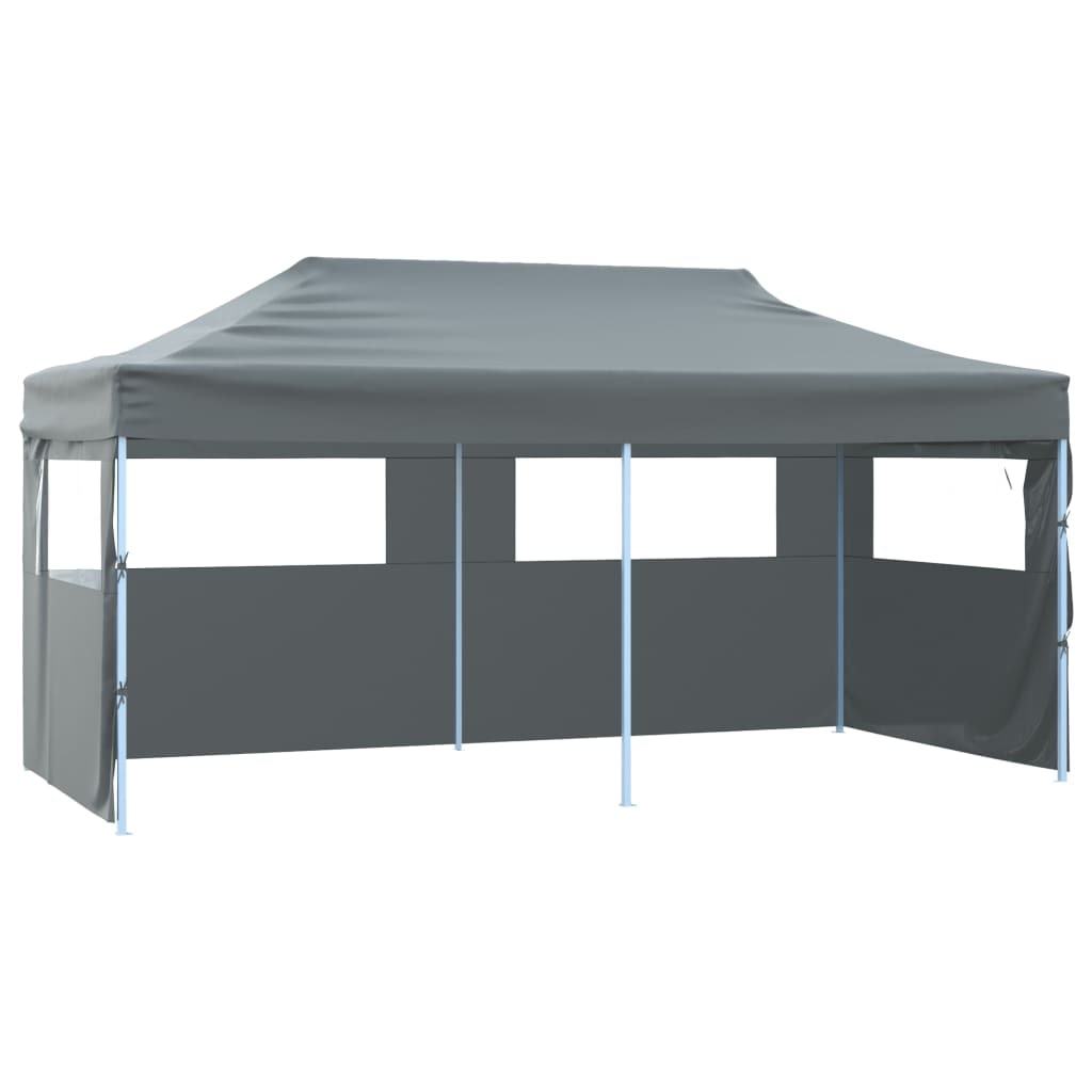 vidaXL Partytent met 4 zijwanden inklapbaar 3x6 m staal antraciet