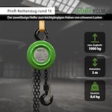 thumbnail of Kettenzug rund 1 t Tragkraft - 3 m Hubhöhe - Einzelbremse HSZ Flaschenzug Hebezug Seilzug