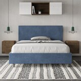 thumbnail of Cama sin somier acolchada 140x190 microfibra azul Adele