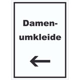 thumbnail of Damenumkleide Schild mit Text und Richtungspfeil links hochkant A0 (841x1189mm)