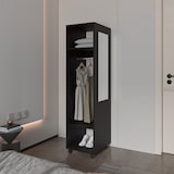 thumbnail of Armário em melamina Kronospan, três prateleiras, varão para roupa e espelho incluído, Preto, 160 cm X 40 cm X 48 cm