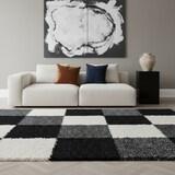 thumbnail of Teppich Waschbar Shaggy Kariert Kuschelig Strapazierfähig Schlafzimmer Esszimmer Schwarz 80x150 cm OEKO-TEX – RHEIN von Kadima Design