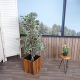 thumbnail of Pflanzkasten HWC-L24, Pflanzkübel Blumentopf Blumenkasten, eckig 32x32x32cm Outdoor Akazie Holz FSC®-zertifiziert, braun