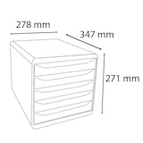 thumbnail of Exacompta - Réf. 309913D - BIG BOX PLUS - Caisson 5 tiroirs  - Dimensions extérieures :  Prof. 34,7 x l 27,8 x H 27,1cm- Blanc/Arlequin/blanc