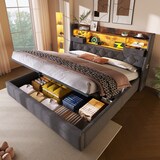 thumbnail of Polsterbett 180x200 cm mit Hydraulischem Stauraum und LED-Kopfteil – stilvolles Design und hohe Funktionalität Grau