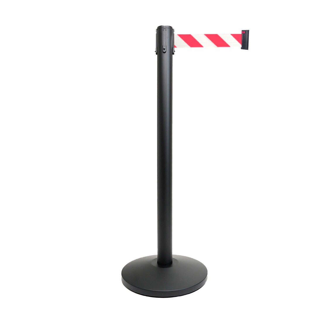 Danieli Store | Barrera de delimitación negra con cinta extensible hasta 3 m, retráctil | Base reforzada y cinta blanca/roja de 3 m