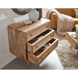 thumbnail of Sideboard 80x75x40 cm Mango Massivholz / Rattan Vintage Anrichte, Kommode 3 Schubladen, Hoher Kommodenschrank Holz Massiv, Standschrank Wohnzimmer