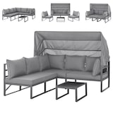 thumbnail of SVITA MAUI Gartenmöbel-Lounge-Set mit Dach Outdoor-Sofa Strandkorb-Sonneninsel Stahl Hellgrau