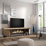 thumbnail of Meuble TV, Banc Télé, 210, Pour les TV jusqu'à 80", Cheminée électrique XXL, Design industriel, Chêne