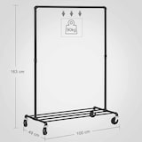 thumbnail of Garderobenständer, Schwerlast Metall Kleiderständer auf Rollen, 1 Kleiderstange, 1 Ablage, bis 90 kg belastbar, im Industriedesign, Schwarz