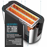 thumbnail of Arendo Toaster für 4 Scheiben, 1500W, Langschlitz, Wärmeisoliert, Brötchenaufsatz, Display, silber/schwarz