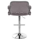 thumbnail of Banco de bar em veludo Dublin cinza/metal cromado