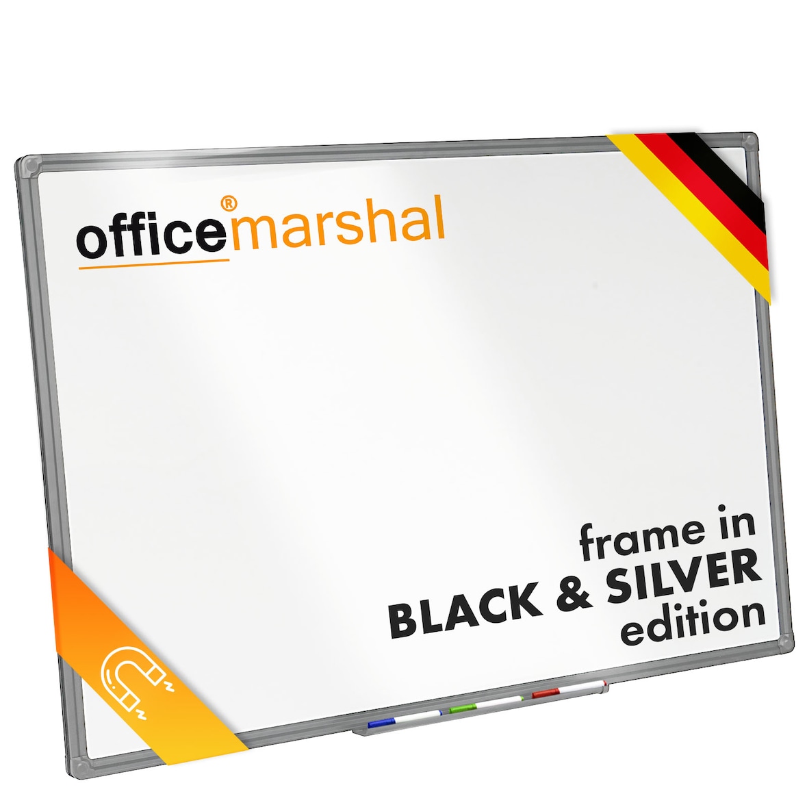 KARAT Whiteboard Office Marshal Alurahmen Magnettafel Stiftablage 60 x 90 cm Silber
