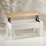 thumbnail of HOMCOM mesa de centro elevable mesa de café con tablero elevable espacio oculto de almacenaje 100x50x45-58,5 cm blanco y natural