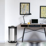 thumbnail of Abfallsammler / Mülleimer CLEAN X 40L Stahl mit integrierter Pressvorrichtung silber hjh OFFICE