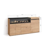 thumbnail of Credenza, Mobile, Cucina, Madia, mobile ingresso, 150x35x75cm, 3 Porte, Camino elettrico, Stile moderno, Rovere e nero _ 69_3
