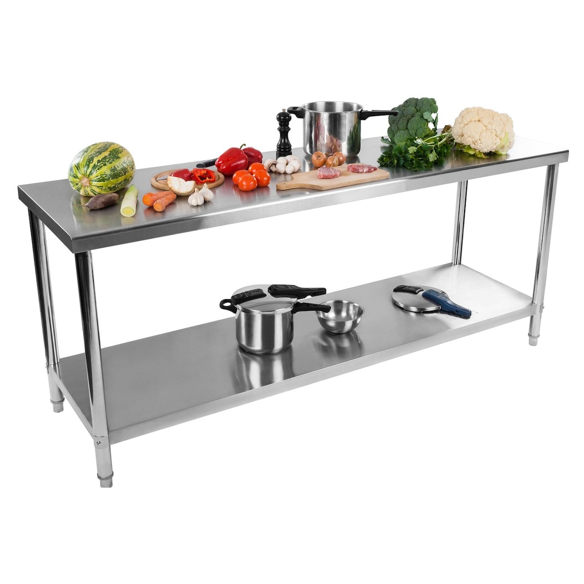 Royal Catering - RVS werktafel - ECO - 200 x 60 cm - 250 kg -