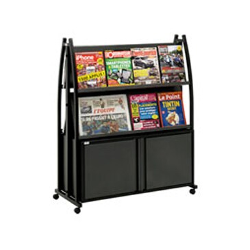 Présentoir Black-Line® 2000 double-faces avec coffre et 4 tablettes inclinées