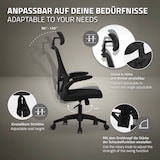 thumbnail of ML-Design Bürostuhl ergonomisch Schwarz, Mesh, Kopfstütze, Armlehnen, Lendenstütze, Wippfunktion, Drehstuhl mit Rollen, Computerstuhl Chefsessel