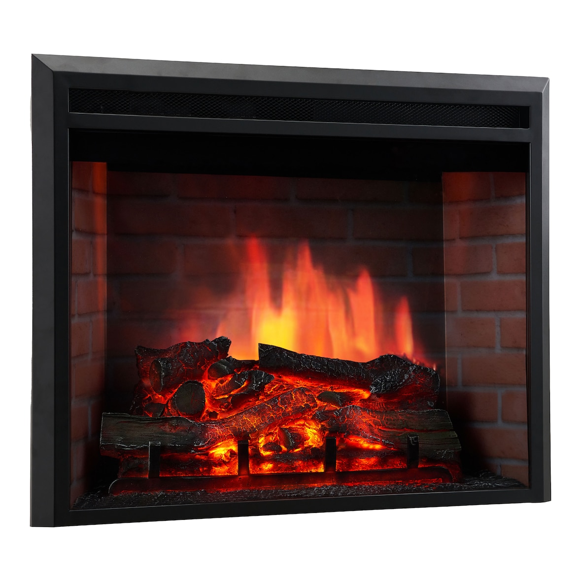 KAMINIO Elektrokamin Luca - Elektrischer Einbaukamin mit Heizung, 3D-Flammeneffekt, 9 Flammenfarben, Fernbedienung - 23 Zoll