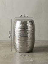 thumbnail of Beistelltisch 30x49,5x30cm Aluminium Silber Dekotisch orientalisch rund, Kleiner Hammerschlag Abstelltisch, Designer Ablagetisch Metall modern,