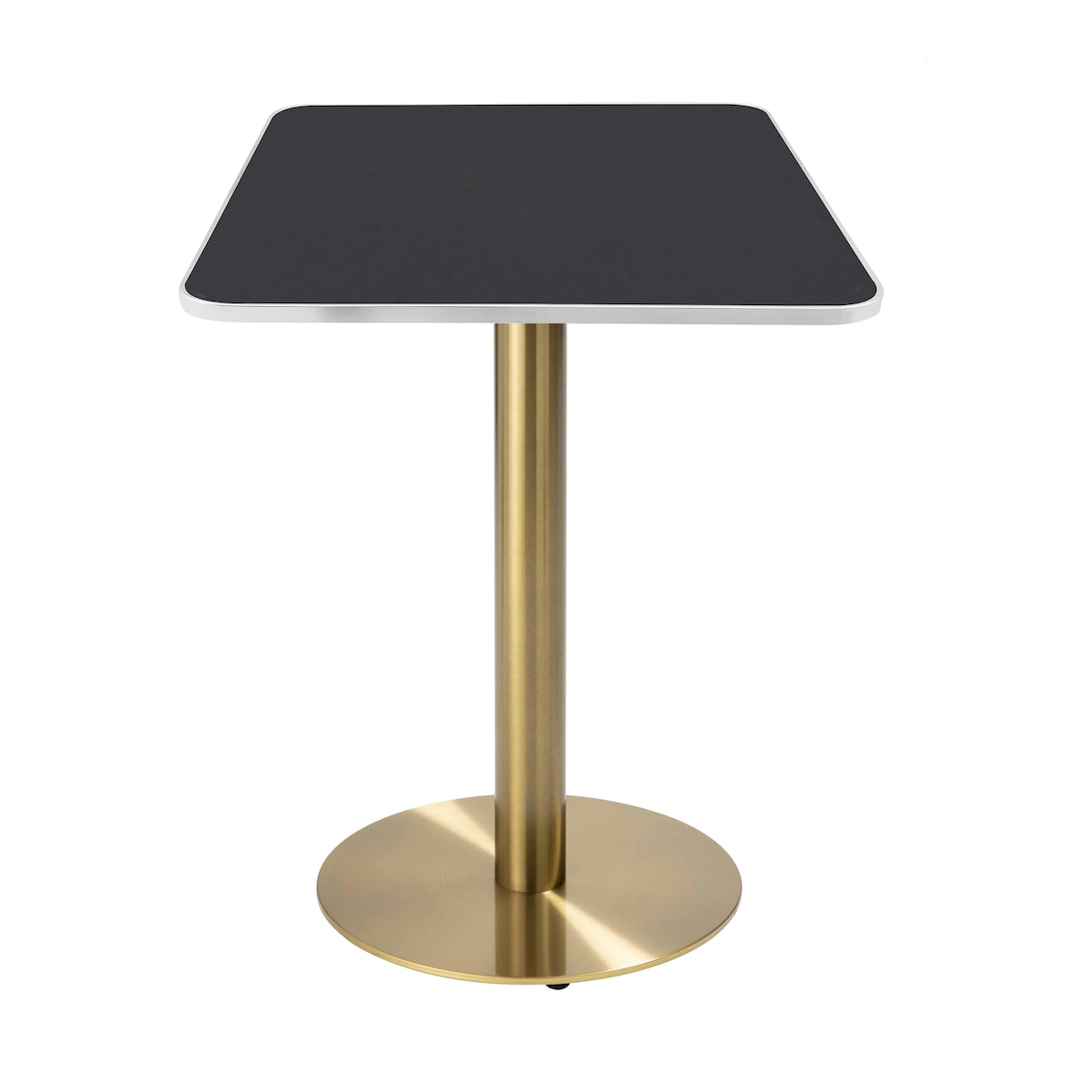 Table à manger 60 x 60 cm pied doré et revêtement noir/argent