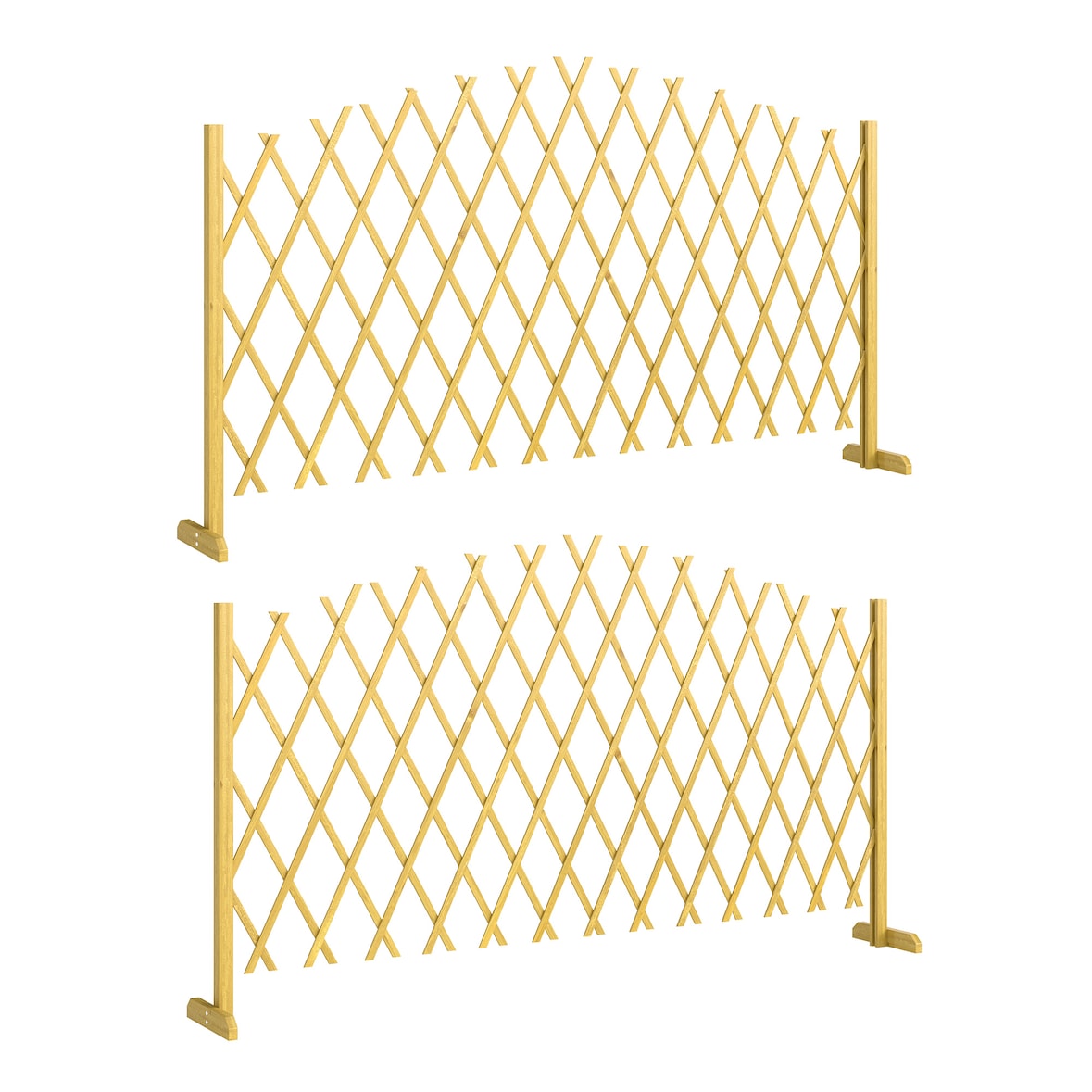 Outsunny Conjunto de 2 Painéis de Vedações de Jardim Exterior Extensíveis de Madeira para Decoração de Terraço 180x30x103 cm Madeira