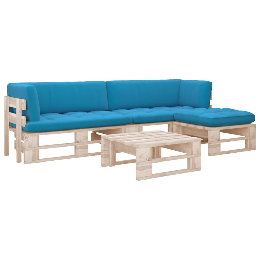 Set divani in pallet con cuscini 4 pezzi in pino impregnato per arredo esterno elegante e resistente