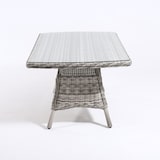 thumbnail of Mesa centro para exterior, Aluminio y rattán sintético redondo, Color gris, Tamaño: 140x85x67 cm