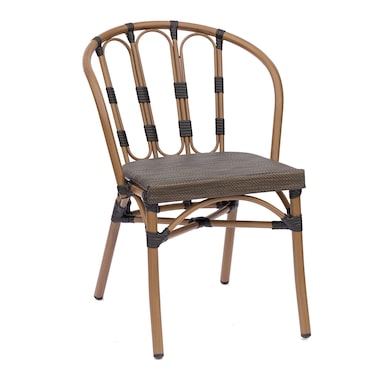 METRO PROFESSIONAL Silla apilable para exterior Gastro, Alvara, aluminio/tapizado textil, aspecto bambú, marrón