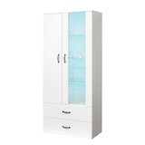 thumbnail of Merax 16 Farben LED-beleuchtete Vitrine, mit Glastüren, Standvitrine LED-Vitrine Wohnzimmer Hochregal Bücherreg Weiße