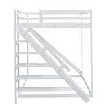 thumbnail of Merax Hochbett 140x200 mit Sicherheitsleiter, Etagenbett aus Massivholz mit Lattenrost geeignet Erwachsene weiß