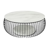 thumbnail of SalesFever Couchtisch Ø 86 cm rund |10 mm starke Klarglasplatte | Gestell Metalldraht | Schwarz/Weiß