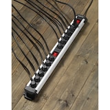 thumbnail of Sygonix SY-4538268 Steckdosenleiste mit Schalter 12fach Schwarz, Silber Schutzkontakt 1 St.