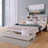 thumbnail of Doppelbett 140x200 cm aus Massivholz mit Schubladen – Stauraum Kopfteil, Weiß, stabil, funktionales Design für Jugendliche und Erwachsene