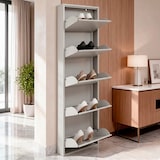 thumbnail of Scarpiera Slim In Metallo 5 Ante A Ribalta Ultra Sottile Salvaspazio Mobile Portascarpe Moderno Ingresso Camera Corridoio 172 x 50 x 15 Cm Grigio