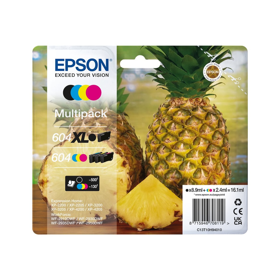 EPSON C13T10H94010 604/604XL T10H94  schwarz, cyan, magenta, gelb Druckerpatronen, 4er-Set